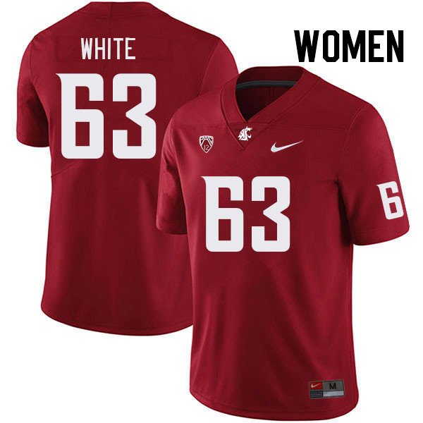 Women #63 Cody White Washington State Cougars College Football Jerseys Stitched Sale-Crimson